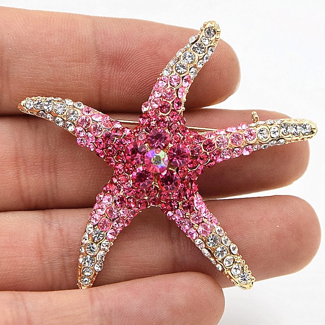 Shoes & Bags Fashion Accessories | Womens Brooches Classic Starfish Stylish Artistic Brooch Jewelry Purple Black Silver For Wedd