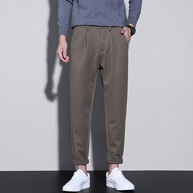 

Men's Fashion Streetwear Chinos Trousers Pocket Pants Business Casual Micro-elastic Solid Color Comfort Soft Mid Waist Black Gray Khaki 32 33 34 36 38
