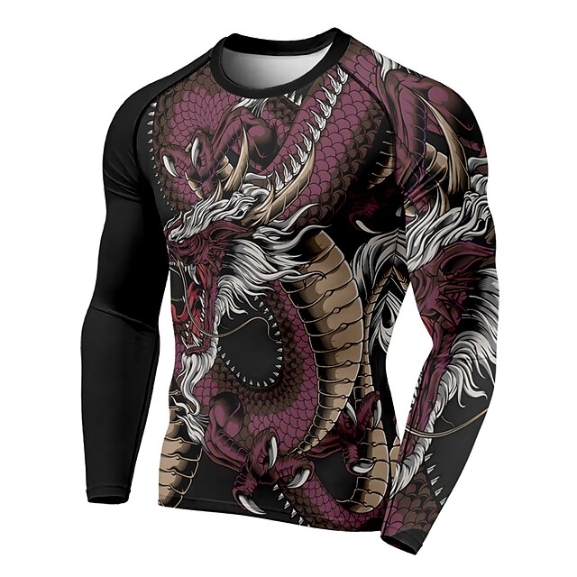 Sports & Outdoors Running, Jogging & Walking | 21Grams® Mens Long Sleeve Compression Shirt Running Shirt Dragon Top Athletic Ath