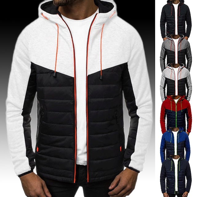 Mens Winter Warm Hoodie Puffer Jacket Coat Casual Quilted Padded Zip Up Outwear 