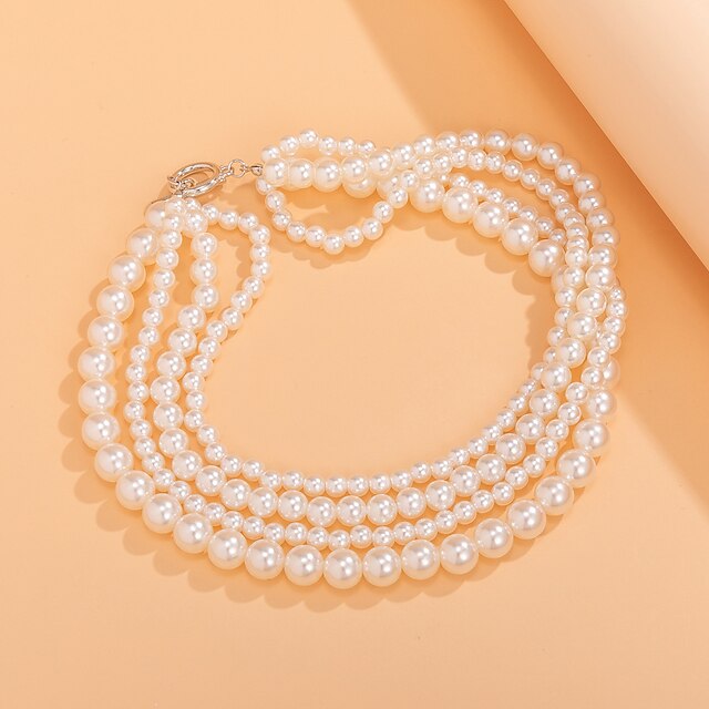  an  n  jewelry small fragrance style retro pearl stacking clavicle necklace simple  cold braided beaded necklace female