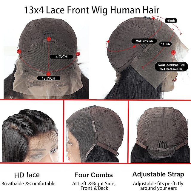 Beauty & Hair Wigs & Hair Pieces | 13x4 Lace Front Human Hair Wigs for Women Pre Plucked Hairline 180% Density Brazilian Body Wa