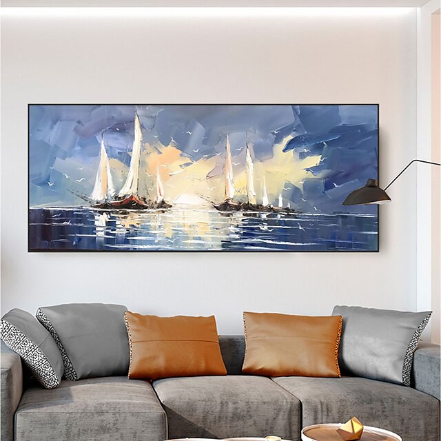 Home & Garden Wall Art | Oil Painting Handmade Hand Painted Wall Art Modern Abstract High Quality Sailboat Landscape Home Decora