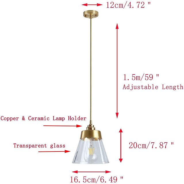 Lights & Lighting Pendant Lights | 16.5 cm Pendant Light LED Pendant Lantern Design Lamps Glass Cone Electroplated Modern Countr