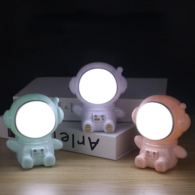  Astronaut Night Light for Children Cartoon Eye Protection Charging Table Lamp for Bedroom Gift