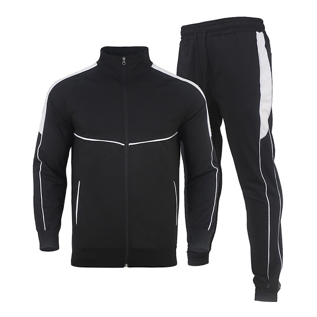 Sports & Outdoors Running, Jogging & Walking | Mens 2 Piece Full Zip Tracksuit Sweatsuit Athletic Athleisure 2pcs Winter Long Sl