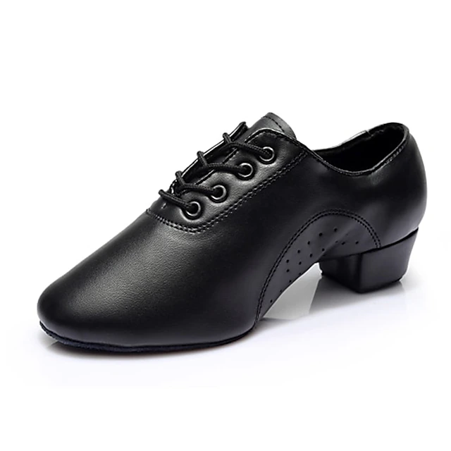 Men's Black Faux Leather Lace - Up Dance Shoes, Sturdy Low Heel & Soft Suede Sole, Comfortable & Stylish for Ballroom & Latin Dance 9