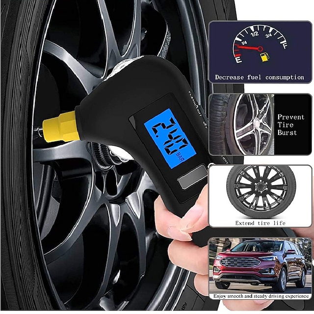 Digital Tire Pressure Gauge 150 PSI 4 Settings Stocking Stuffers for Car Truck Bicycle with Backlit LCD and Non-Slip Grip