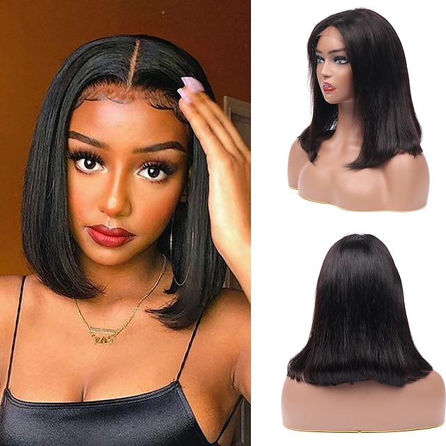 

T-part Lace Wig 13X4X1 Closure Wig Bob Style Brazilian Hair Straight Orange Natural Color Multi-color Wig 150% Density Lace Color Gradient 100% Virgin With Bleached T4/350 Bob Wig