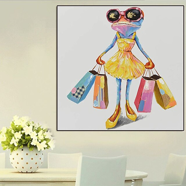 Home & Garden Wall Art | Oil Painting Handmade Hand Painted Wall Art Shopping Frog Animal Abstract Home Decoration Decor Stretch