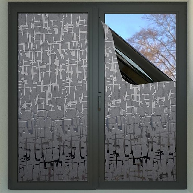  Film de fenêtre en verre statique d'isolation thermique noir film de fenêtre en verre opaque givré de protection solaire, décalcomanie de fenêtre d'intimité