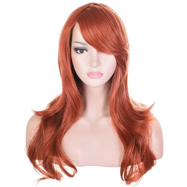 Beauty & Hair Wigs & Hair Pieces | Synthetic Wig Body Wave Side Part Wig Long Red Synthetic Hair Womens Cosplay Party Fashion Bl