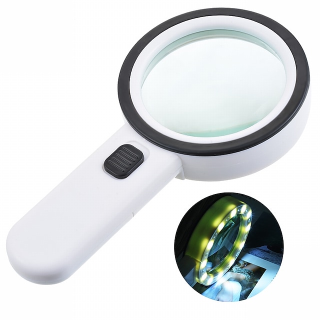  Handheld 10X Illuminated Magnifier Microscope Magnifying Glass Aid Reading for Seniors loupe Jewelry Repair Tool With LED