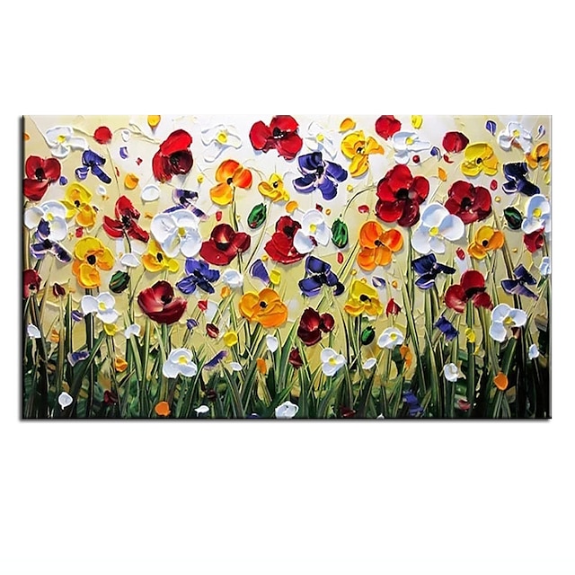  oljemålning handgjord handmålad väggkonst abstrakt färgglada blommor heminredning dekor rullad duk utan ram osträckt