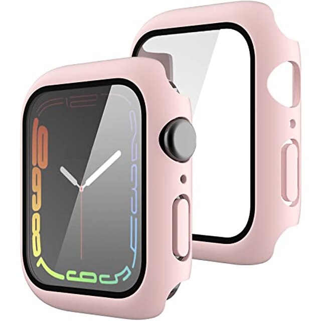 estuche compatible con apple watch series 7 41 mm 45 mm protector de  pantalla estuche protector delgado mate rígido para pc con cubierta de  vidrio templado para iwatch 41 mm 45 mm (rosa, 41 mm) 8930962 2022 – $9.17