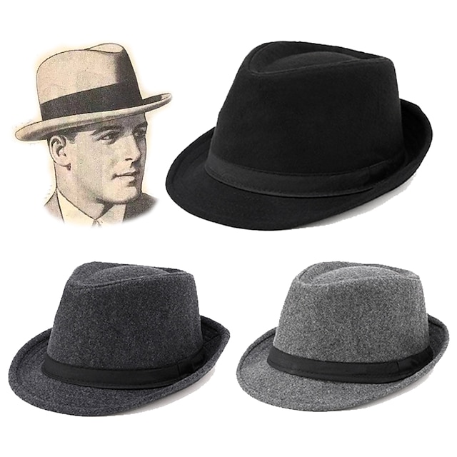  A nagy Gatsby Gengszter Retró Ordító 20-as évek 1920-as évek Minden évszak Panama kalap Férfi Összes Tini Jelmez kalap Régies (Vintage) Jelmez Esemény / Buli Fesztivál Szabályos Kalap Újév / Gyapjú