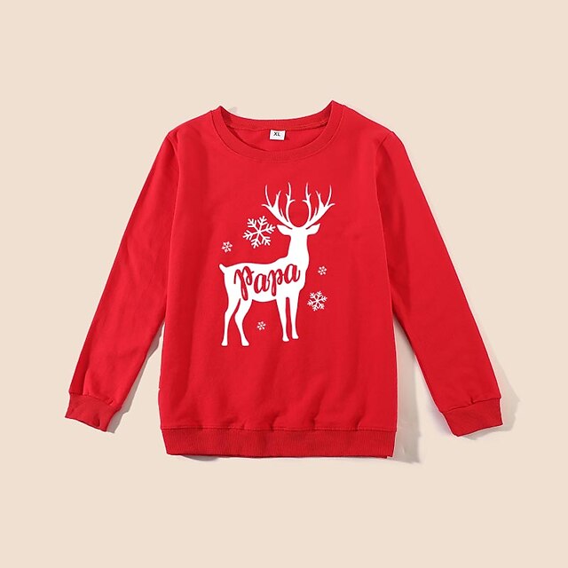 Baby & Kids Matching Outfits | Family Look Tops Cotton Deer Christmas Gifts Black Red Long Sleeve Daily Matching Outfits / Winte