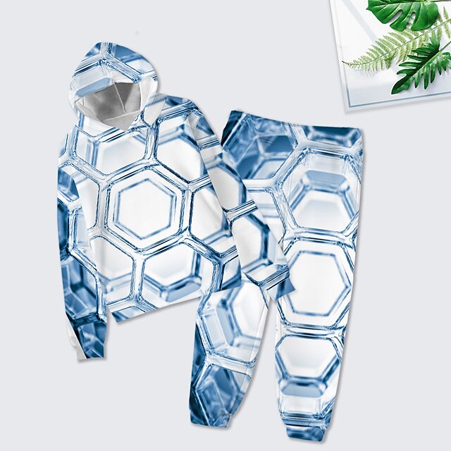 Baby & Kids Boys Clothing | Kids Boys Hoodie & Pants Clothing Set 2 Pieces Long Sleeve Blue Graphic Print Street Sports Vacation