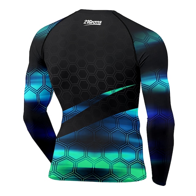 Sports & Outdoors Running, Jogging & Walking | 21Grams® Mens Long Sleeve Compression Shirt Running Shirt Geometry Top Athletic A