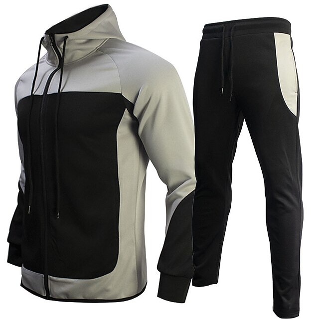 Sports & Outdoors Running, Jogging & Walking | Mens 2 Piece Tracksuit Sweatsuit Casual Athleisure 2pcs Winter Long Sleeve Spande