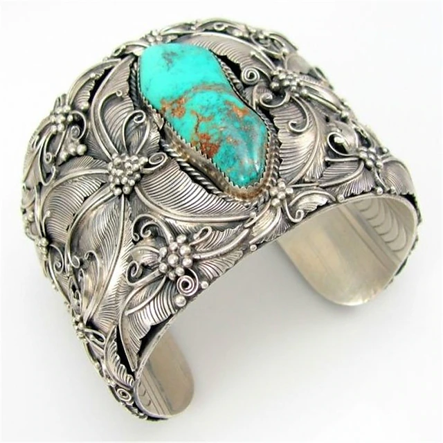 indian style open wide bracelet retro jewelry thai silver blue turquoise butterfly bracelet2