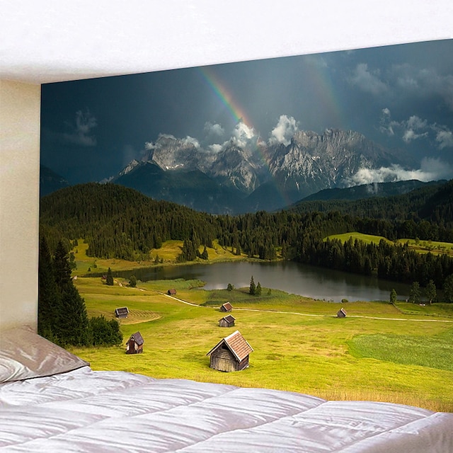  landschap wandtapijten art decor deken gordijn opknoping thuis slaapkamer woonkamer decoratie polyester