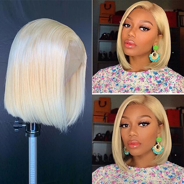 

150%/180% 13x4 Lace Brazilian Front Wigs 100% Human Hair Short Straight Bob Frontal Wig For Women