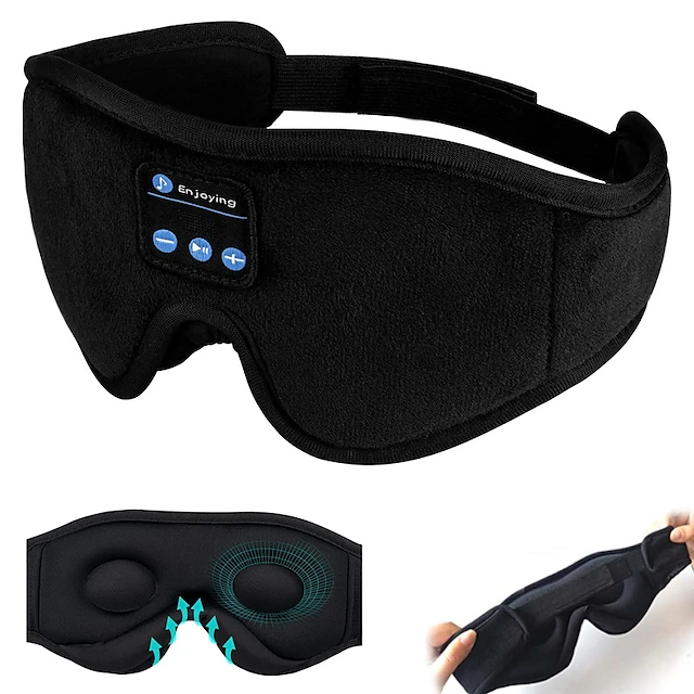 Sleep Headphones 3D Sleep Mask Bluetooth Wireless Music Eye Mask Sleeping Headphones for Side Sleepers Sleep Mask with Bluetooth Headphones Ultra-Thin Stereo Speakers Gift for Men Women 16