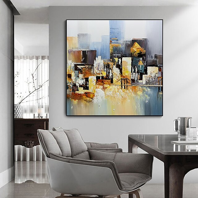 Home & Garden Wall Art | Oil Painting Handmade Hand Painted Wall Art Abstract Architecture City View Home Decoration Decor Stret