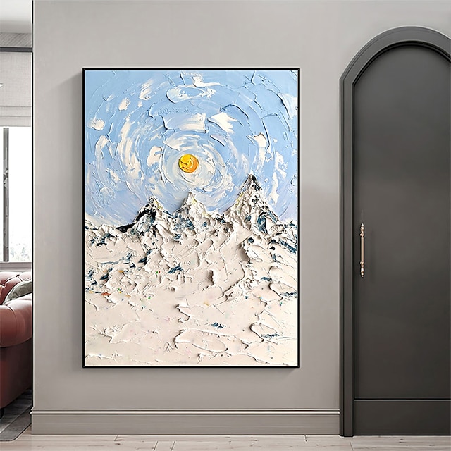 Home & Garden Wall Art | Handmade Oil Painting Canvas Wall Art Decoration Abstract LandscapePainting Snow Mountain for Home Deco