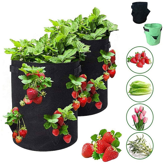  Gardening Strawberry Plant Grow Bag Home Garden Portable Potato Flower Vegetable Planter Pot