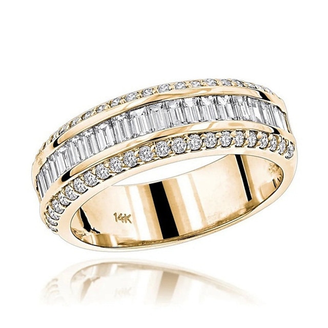  inel ușor pentru femei, moda de lux, aur de 14k, diamant cu trei scurgeri, simplu