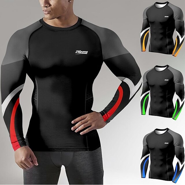 Sports & Outdoors Running, Jogging & Walking | 21Grams Mens Long Sleeve Compression Shirt Running Shirt Top Athletic Athleisure 