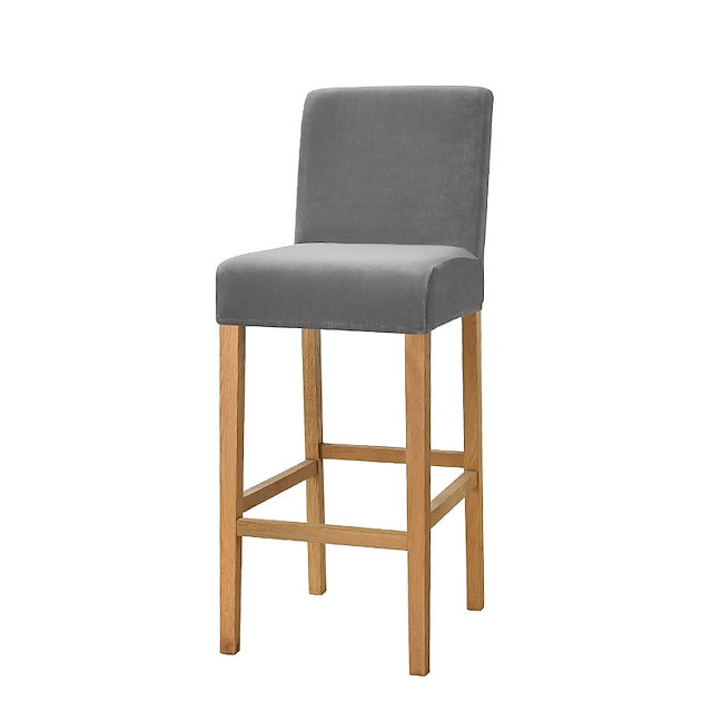  כיסוי כיסא בר קטיפה מתיחה דלפק גובה כיסא פאב כיסוי החלקה לחדר אוכל בית קפה החלקה עם תחתית אלסטית בסגנון רך