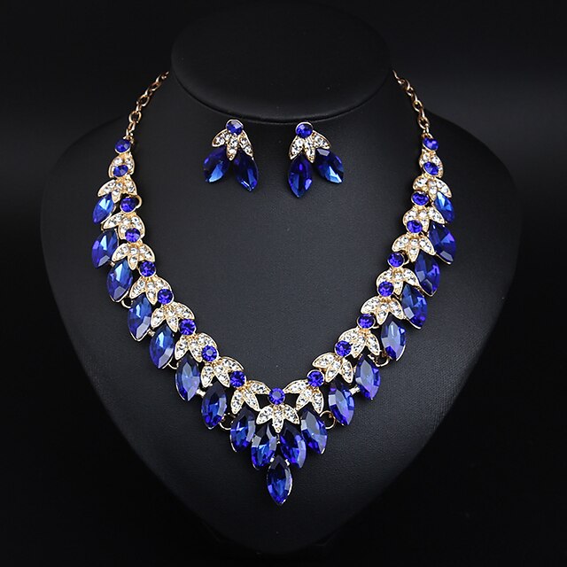  Bridal Jewelry Sets Two-piece Suit Crystal Rhinestone Alloy 1 Necklace Earrings Women's Statement Colorful Cute Fancy Flower irregular Jewelry Set For Party Wedding