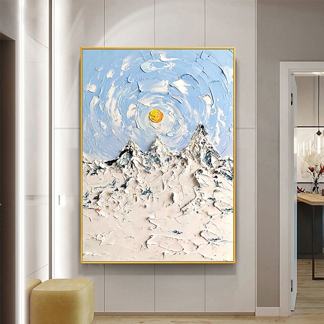 Home & Garden Wall Art | Handmade Oil Painting Canvas Wall Art Decoration Abstract LandscapePainting Snow Mountain for Home Deco