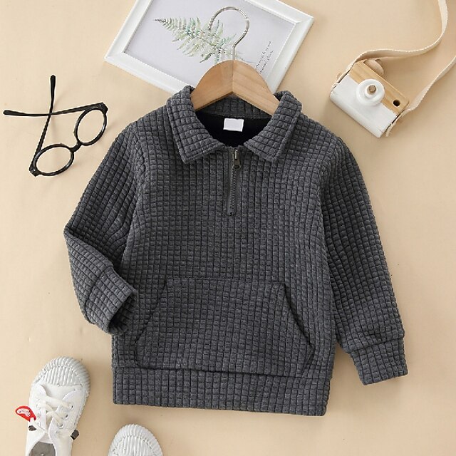 Baby & Kids Boys Clothing | Kids Boys Sweatshirt Long Sleeve White Black Gray Solid Color Indoor Outdoor Active Daily 3-6 Y - RT