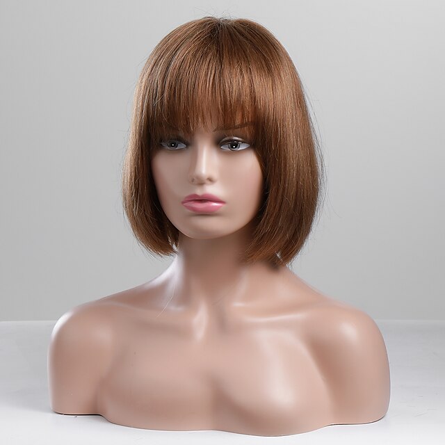 Human Hair Blend Wig Short Straight Bob Short Hairstyles 2020 Straight ...