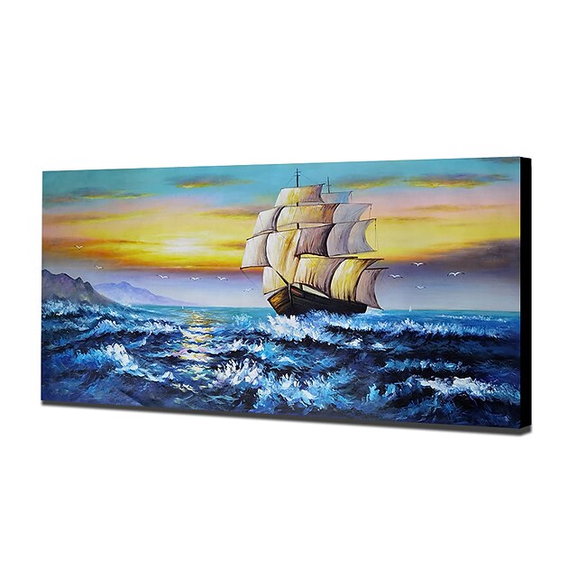 Home & Garden Wall Art | Mintura Handmade Oil Painting On Canvas Wall Art Decoration Modern Abstract Boat Landscape Pictures For