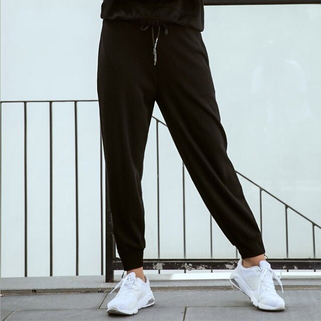 

Women's Hip-Hop Athleisure Jogger Sweatpants Side Pockets Elastic Drawstring Design Ankle-Length Pants Leisure Sports Going out Micro-elastic Plain Comfort Mid Waist Black Pink Light gray Dark Gray