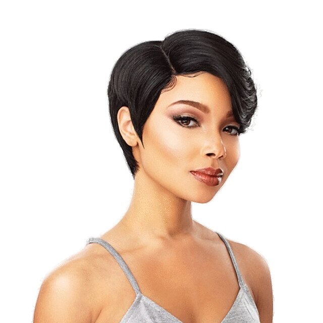 

Remy Human Hair T-part Lace Wig 13X1 Closure Wig Side Part Style Brazilian Hair Straight Natural Wig 130% Density Women New Side Part Women's 8 inch Human Hair Short Lace Bobo Wig