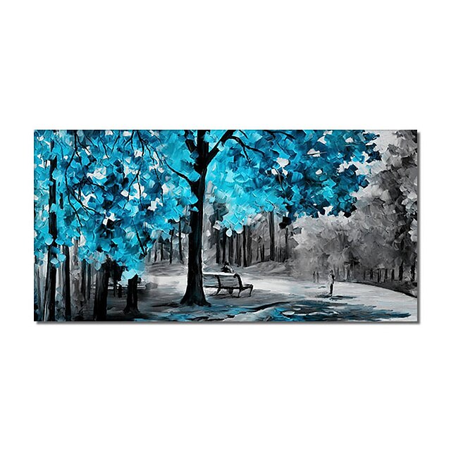  olieverfschilderij handgemaakte handgeschilderde kunst aan de muur moderne blauwe bladeren boom abstract landschap huisdecoratie decor gerold canvas geen frame niet uitgerekt