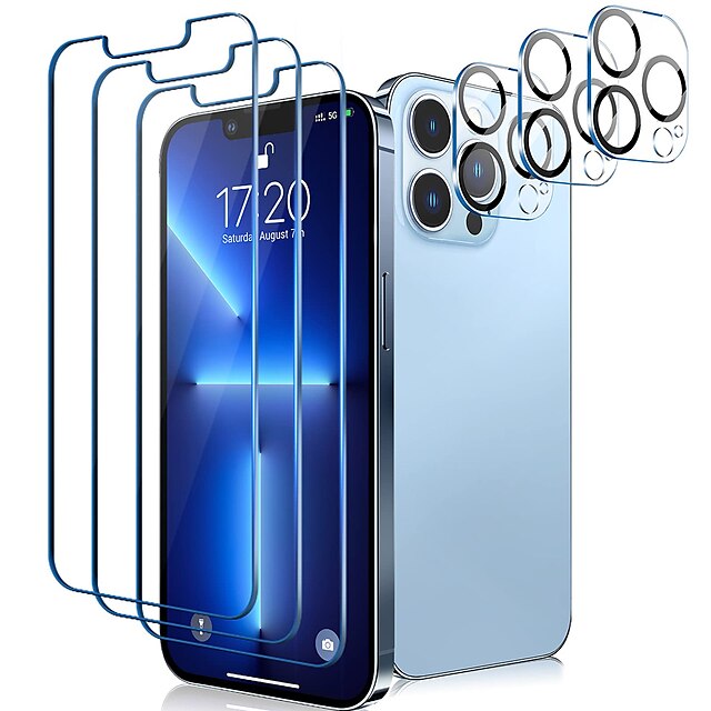  3 Sets Screen Protector + Camera Lens Protector For Apple iPhone 15 Pro Max Plus iPhone 14 Pro Max Phone 13 Pro Max 12 11 X XR XS Max 8 7 Tempered Glass Anti-Fingerprint High Definition Scratch Proof