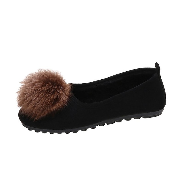 Shoes & Bags Womens Shoes | Womens Flats Furry Feather Pom-pom Flat Heel Round Toe Vintage Daily Synthetics Loafer Fall Spring S