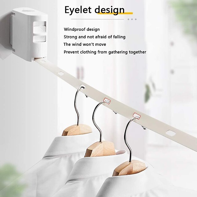 Home & Garden Home Decor | Retractable Clothesline Heavy-Duty Outdoor Clothes Hanging Clothes line Load-Bearing 44lb Windproof T