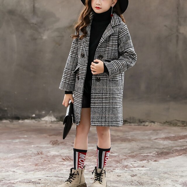 Baby & Kids Girls Clothing | Kids Girls Thanksgiving Jacket Coat Long Sleeve Gray Houndstooth Pocket Fall Winter Cool Christmas 