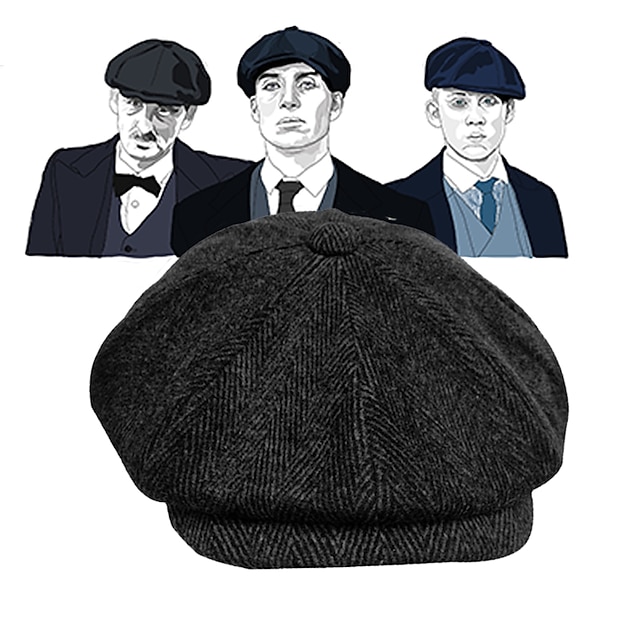  Gatsby Gangsteri Retro / vintage Urlați 20 de ani Anii 1920 Beret Hat Bărbați Toate Costum pălărie Epocă Cosplay Evenimente / Petrecere Festival Pălărie An Nou / Peaky Blinders