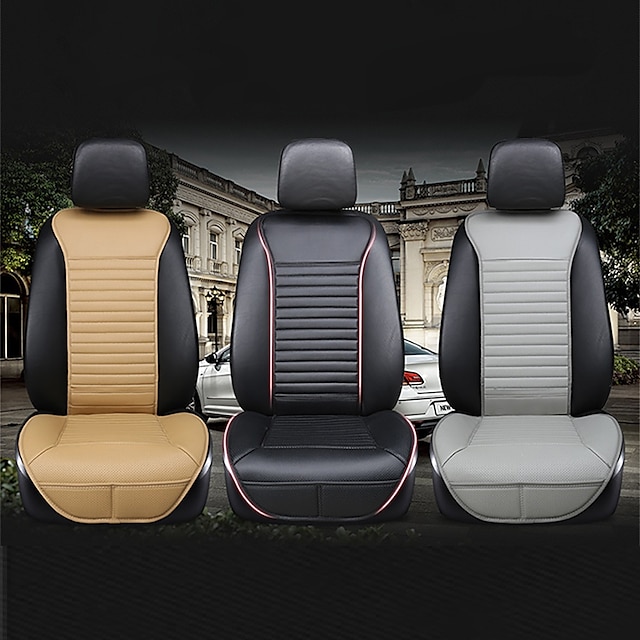  1 PCS Car Seat Covers Luxury Car Protectors Universal Anti-Slip Driver Seat Cover  Leather with Backrest Strip-type Easy Install Universal Fit Interior Accessories for Auto Truck Van SUV