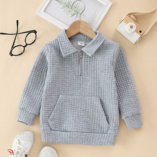 Baby & Kids Boys Clothing | Kids Boys Sweatshirt Long Sleeve White Black Gray Solid Color Indoor Outdoor Active Daily 3-6 Y - RT