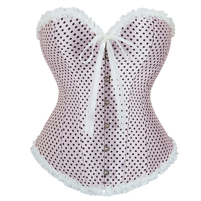 Plus Size Available Pleated Flocked Embroidered Lingerie Corset & G String 
